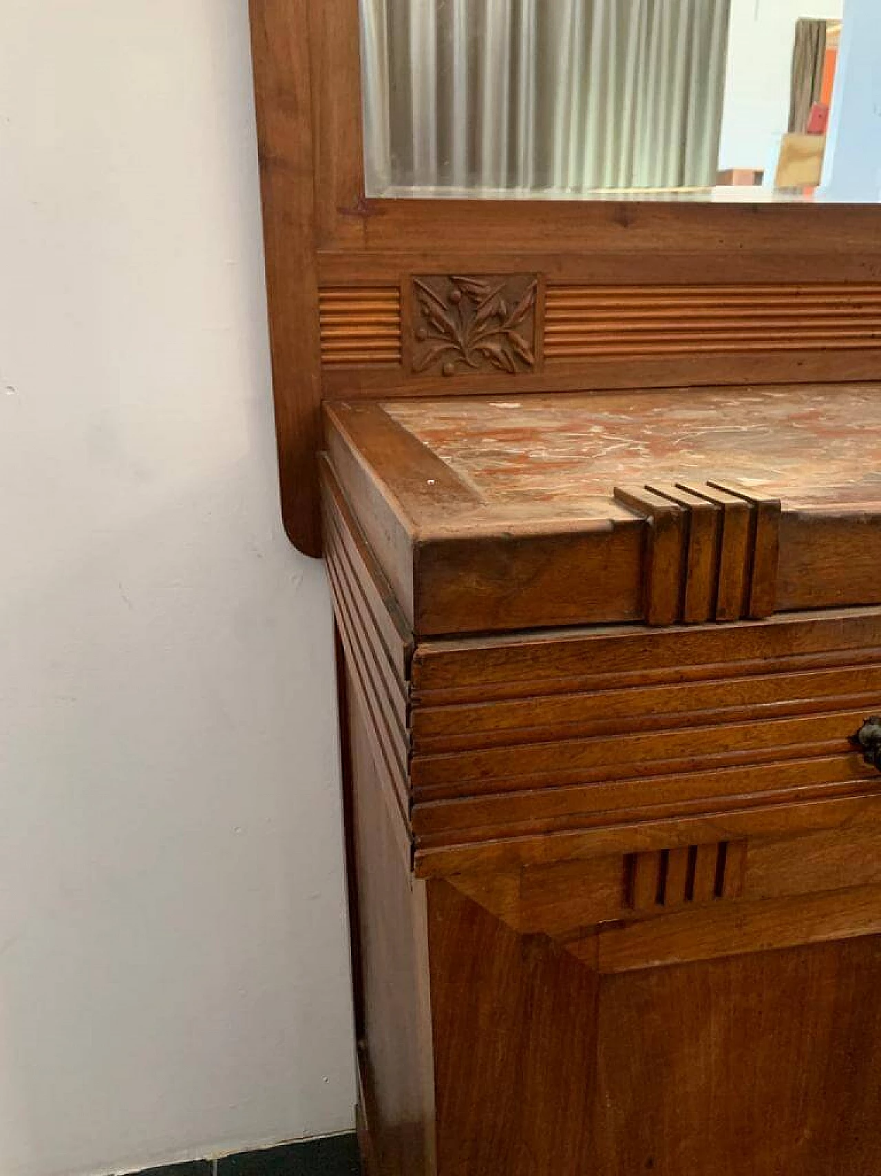 Credenza Art Nouveau con specchio in ciliegio, fine '800 22