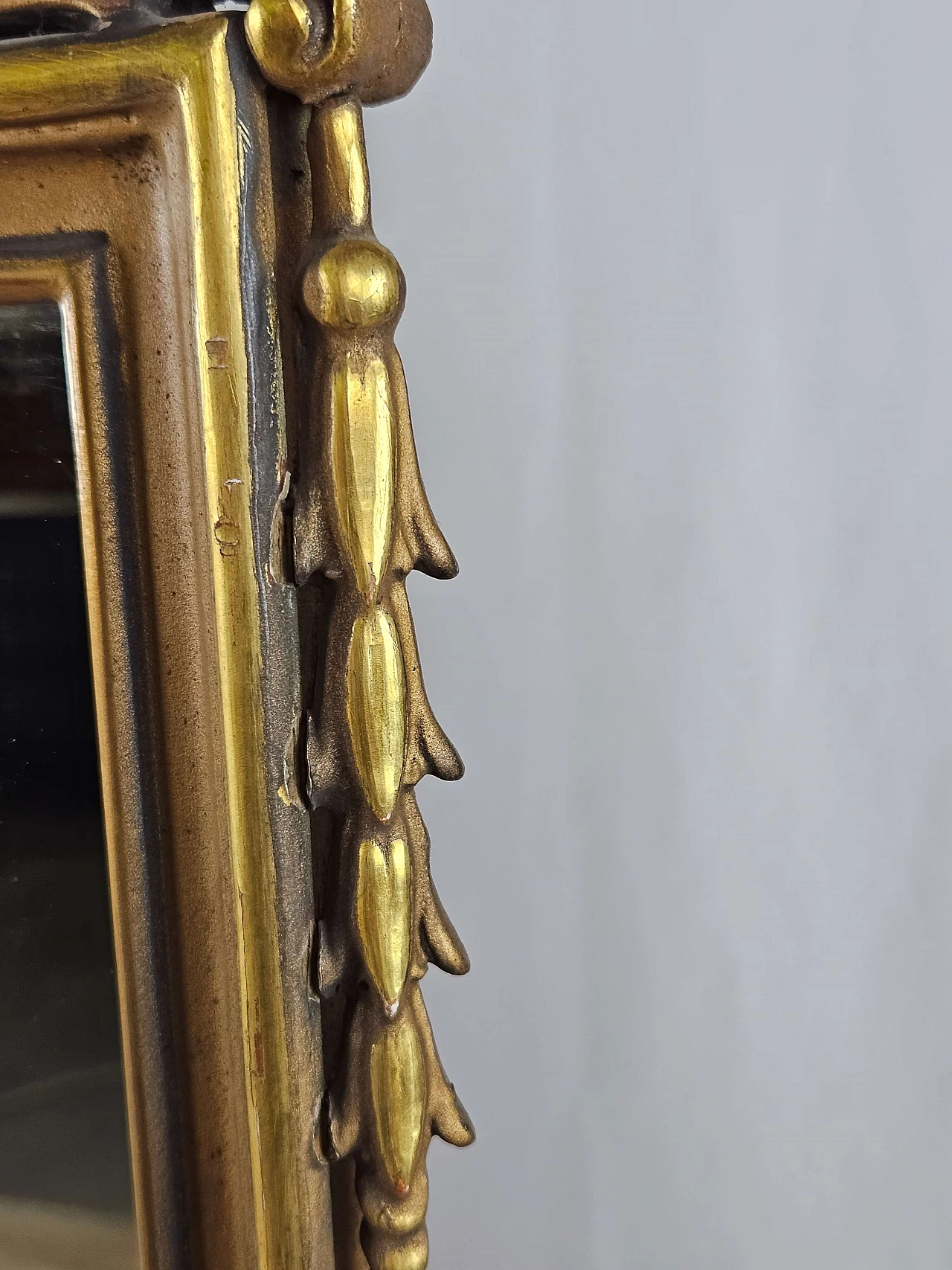Carved and gold lacquered wood mirror, 1960s 9