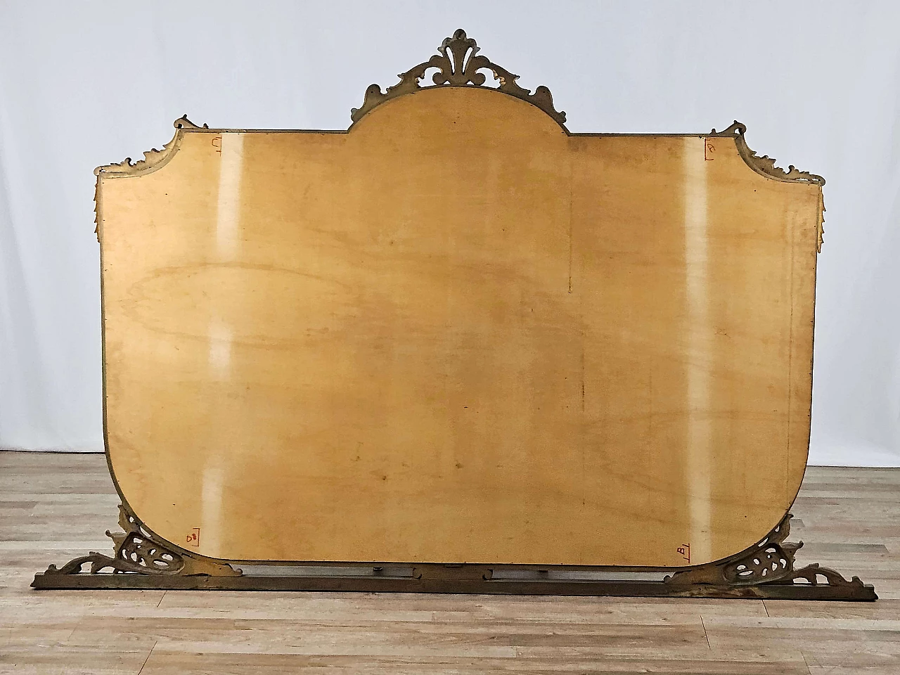 Carved and gold lacquered wood mirror, 1960s 22