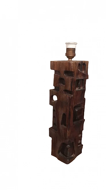 Sardinian carved wood table lamp, 1970s