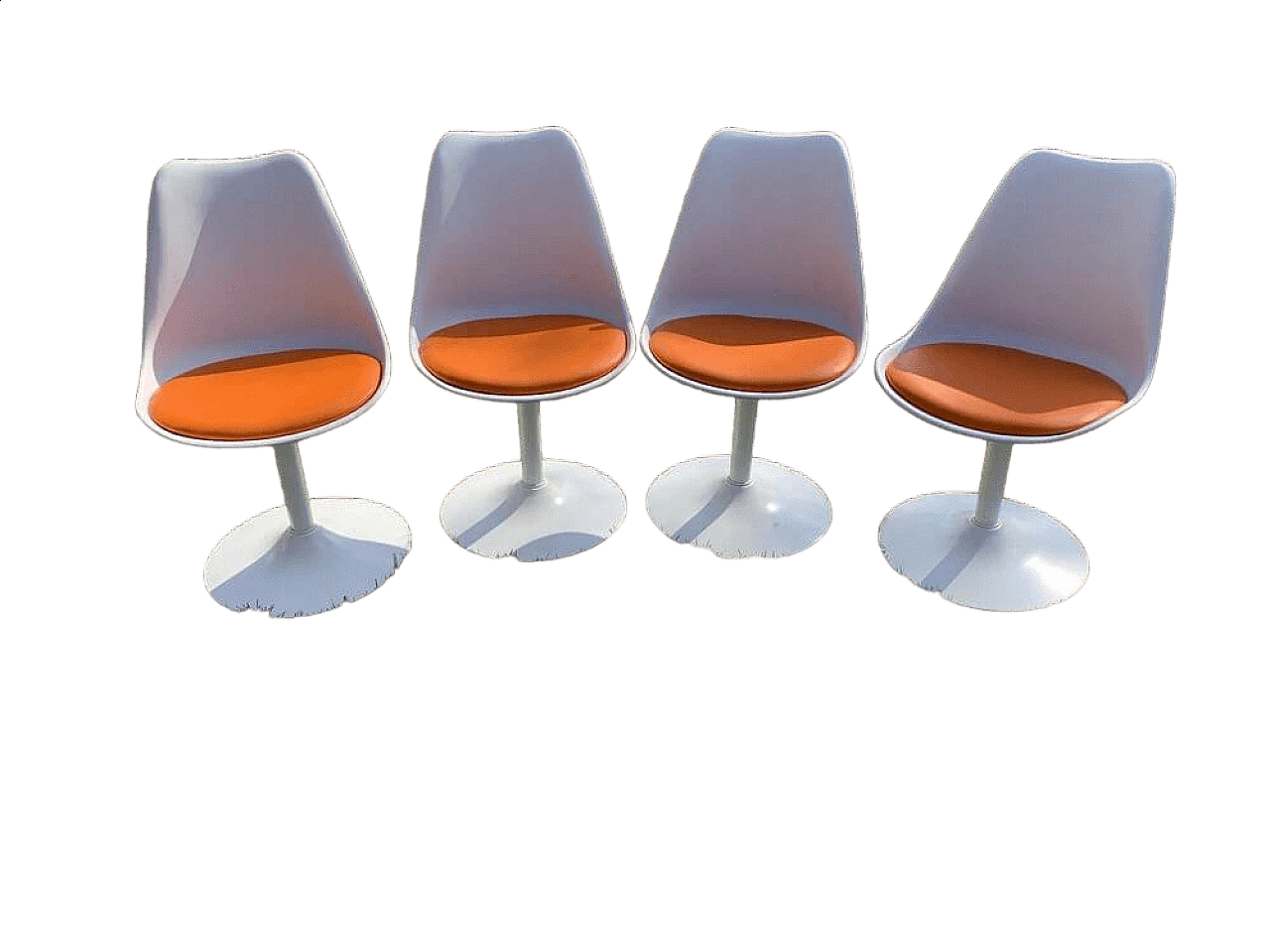 4 Sedie girevoli Tulip arancio attribuite a Eero Saarinen per Knoll, 1956 7