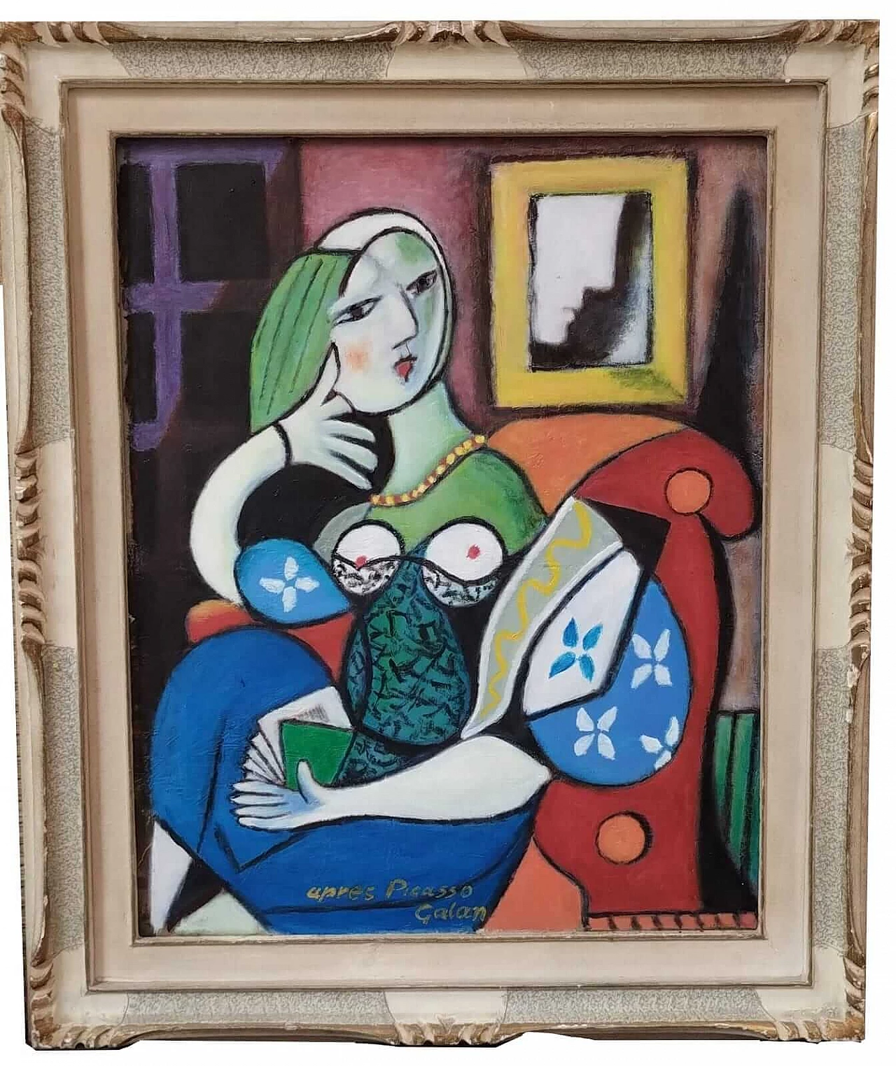 Reproduction of Woman with a book by Pablo Picasso, oil painting 4