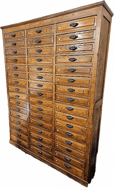 Oak filing cabinet with flap drawers, early 20th century