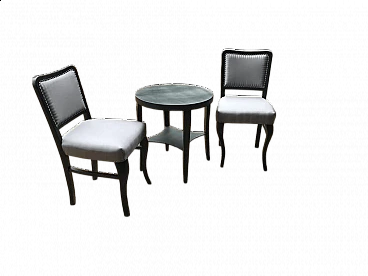Coppia di sedie da pranzo Art Déco e tavolo, anni '20
