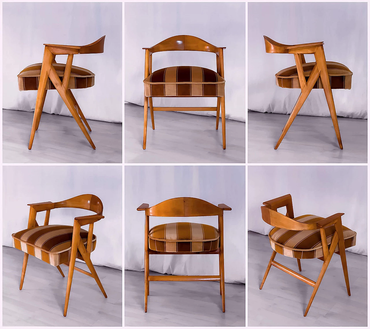 Maple vanity table, armchair and bedside table with magazine rack by Vittorio Dassi, 1950s 10