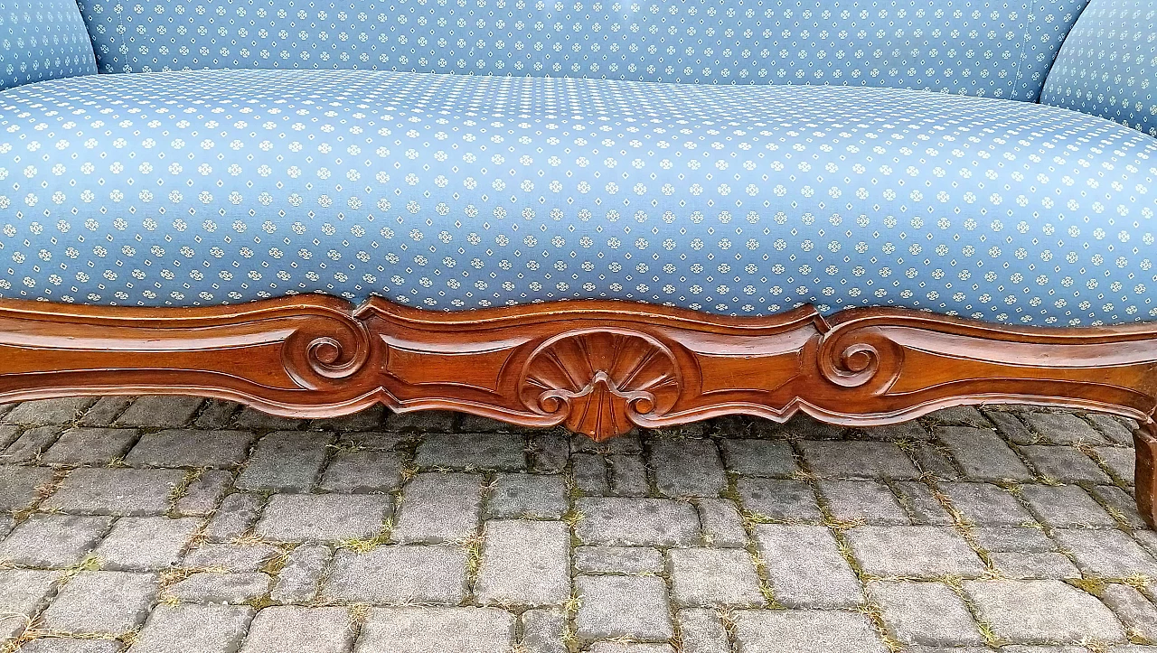 Divano Luigi Filippo in noce a tre posti, metà '800 3