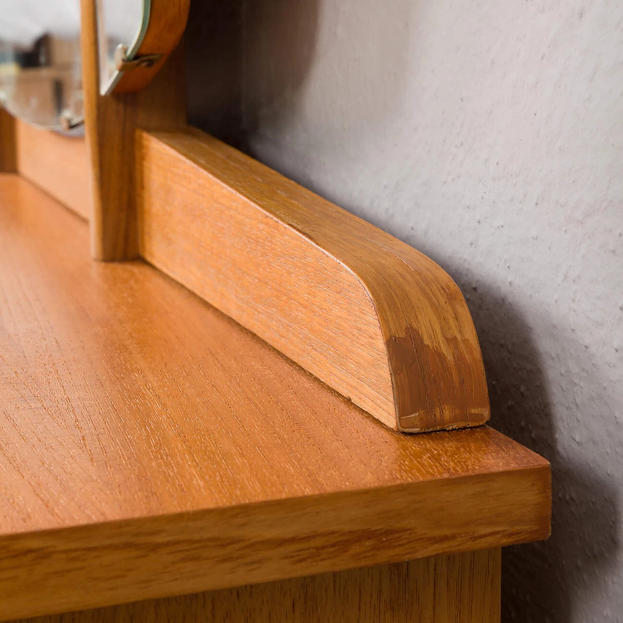 Norwegian oak and birch vanity table with folding mirror, 1970s 11