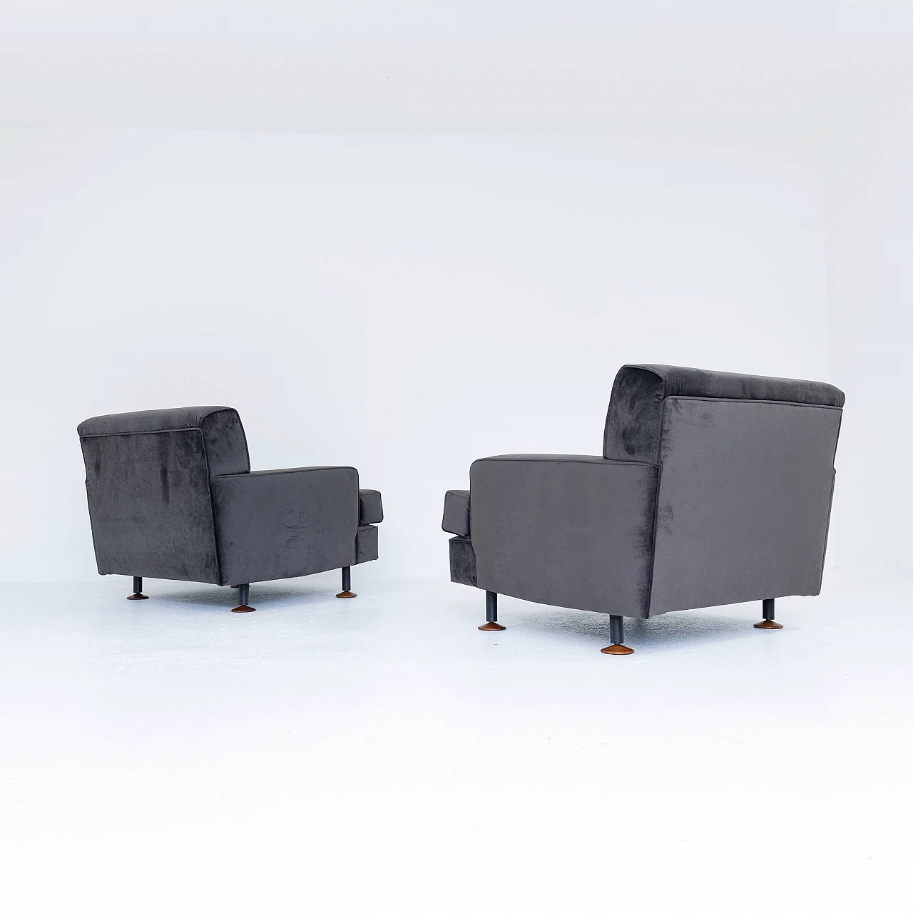 Pair of velvet armchairs Square by Marco Zanuso for Arflex, 1960s 2