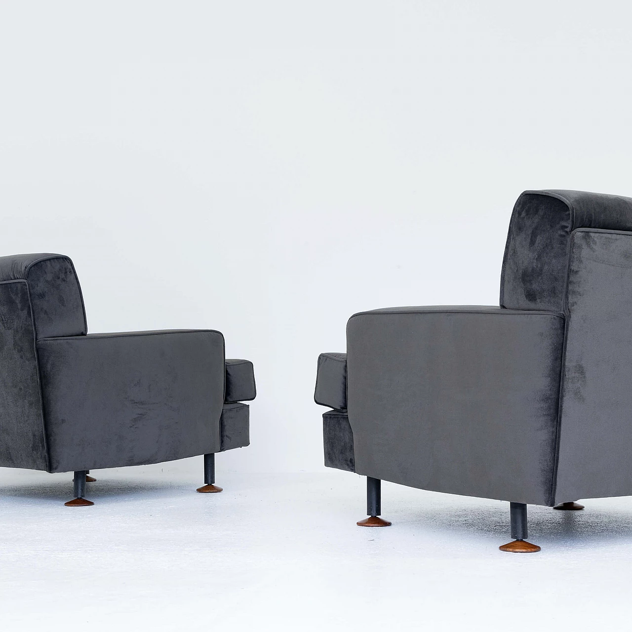 Pair of velvet armchairs Square by Marco Zanuso for Arflex, 1960s 3