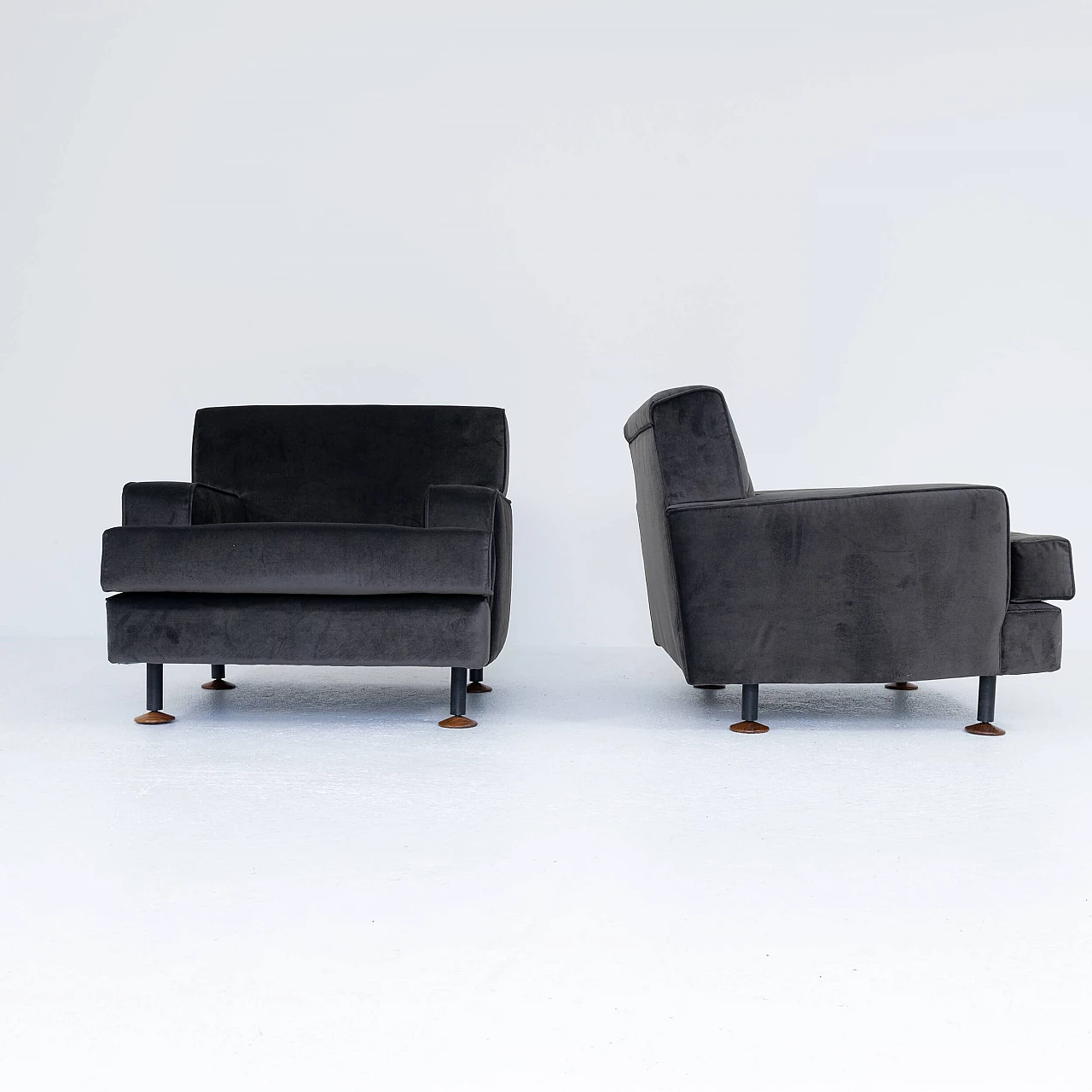 Pair of velvet armchairs Square by Marco Zanuso for Arflex, 1960s 6