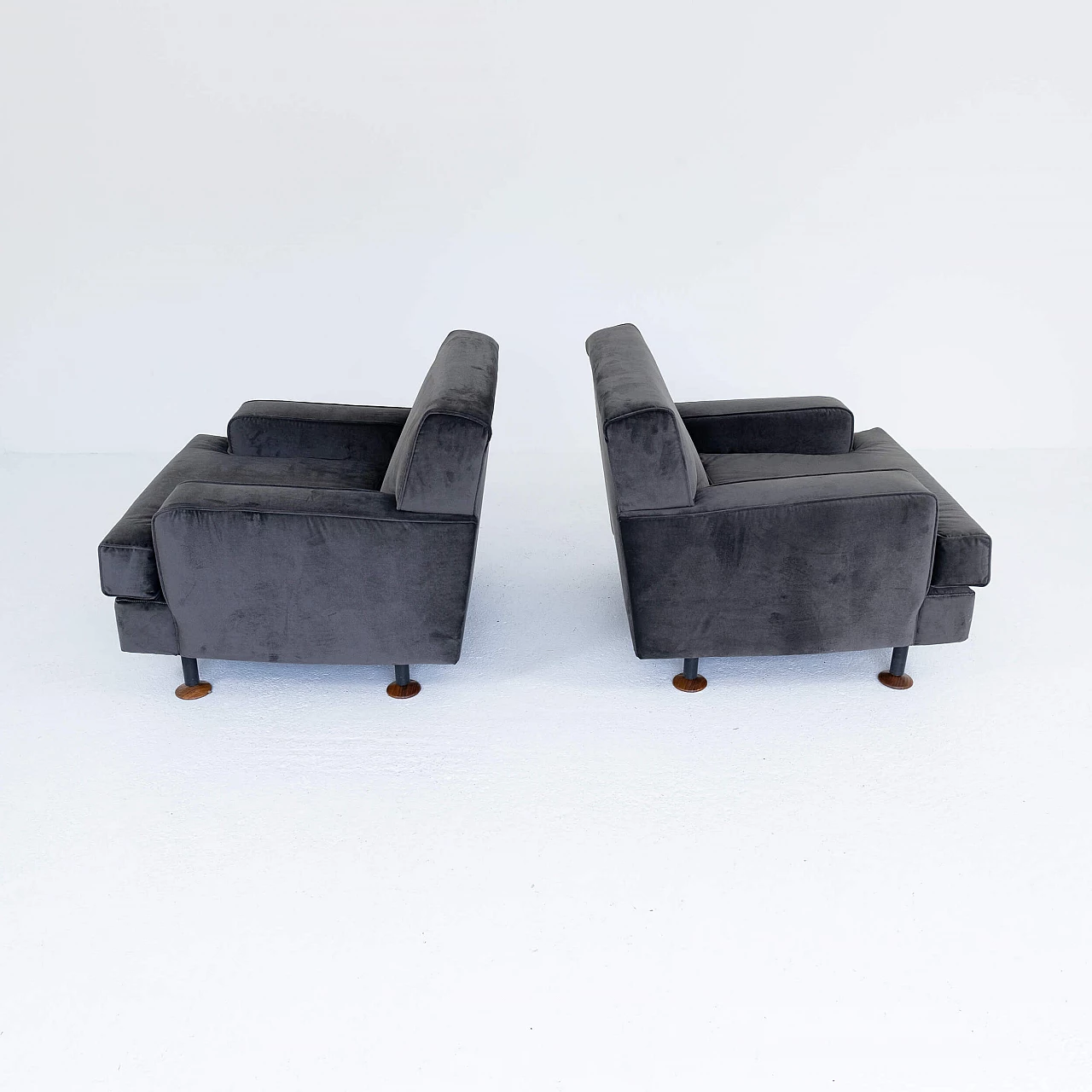 Pair of velvet armchairs Square by Marco Zanuso for Arflex, 1960s 9