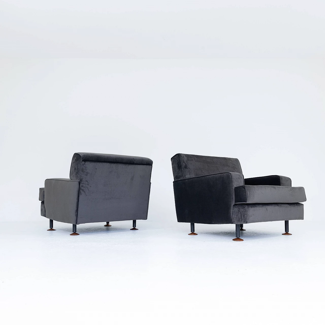 Pair of velvet armchairs Square by Marco Zanuso for Arflex, 1960s 10