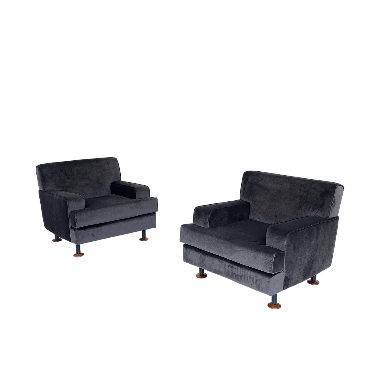 Pair of velvet armchairs Square by Marco Zanuso for Arflex, 1960s 11