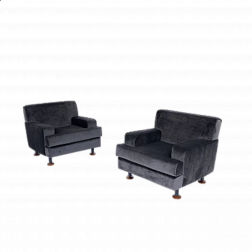 Pair of velvet armchairs Square by Marco Zanuso for Arflex, 1960s