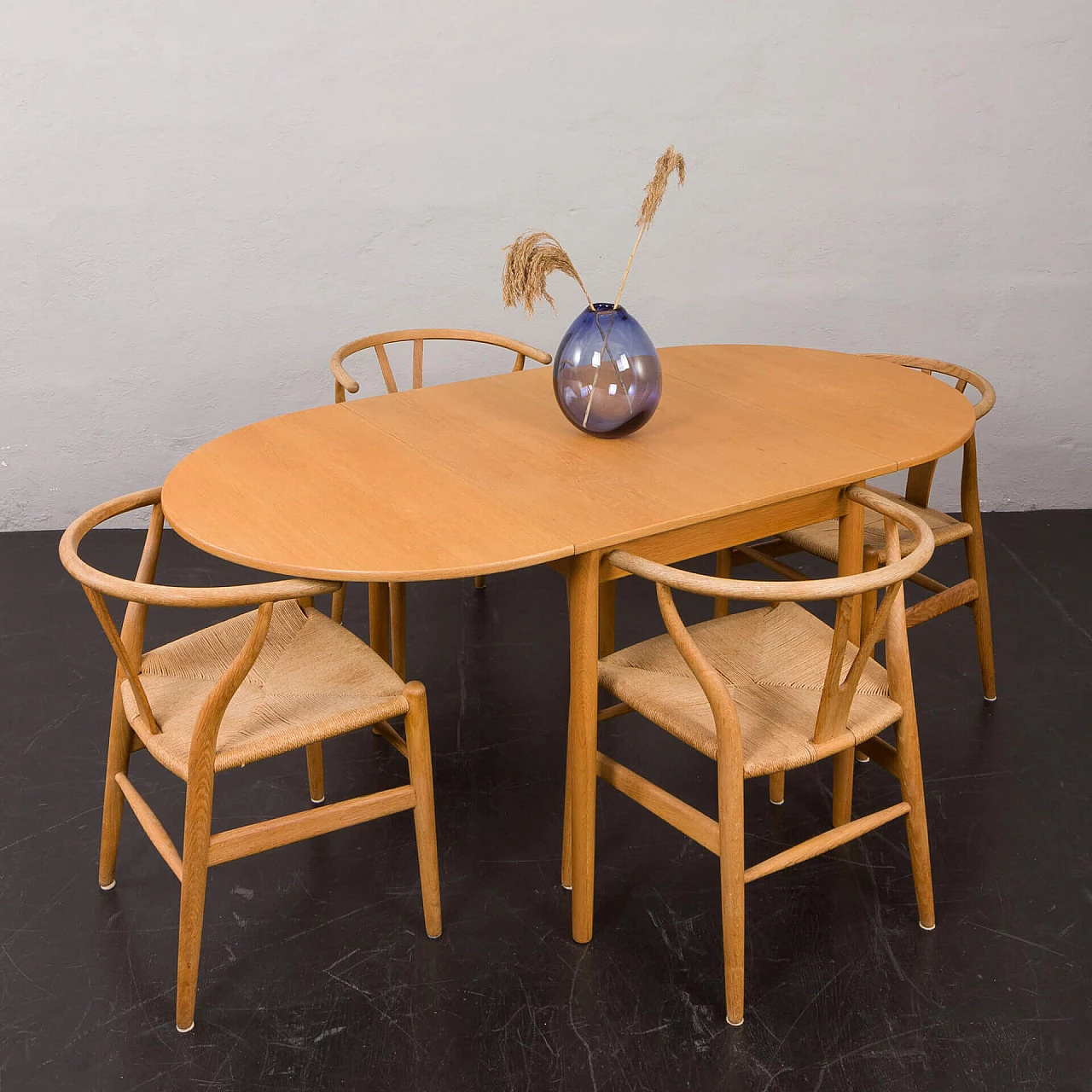Oak extendable table by Bernhard Pedersen & Søn, 1970s 1