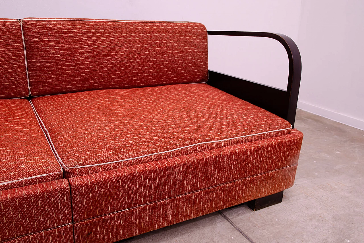 Divano letto pieghevole Art Deco in faggio tinto, anni '40 9