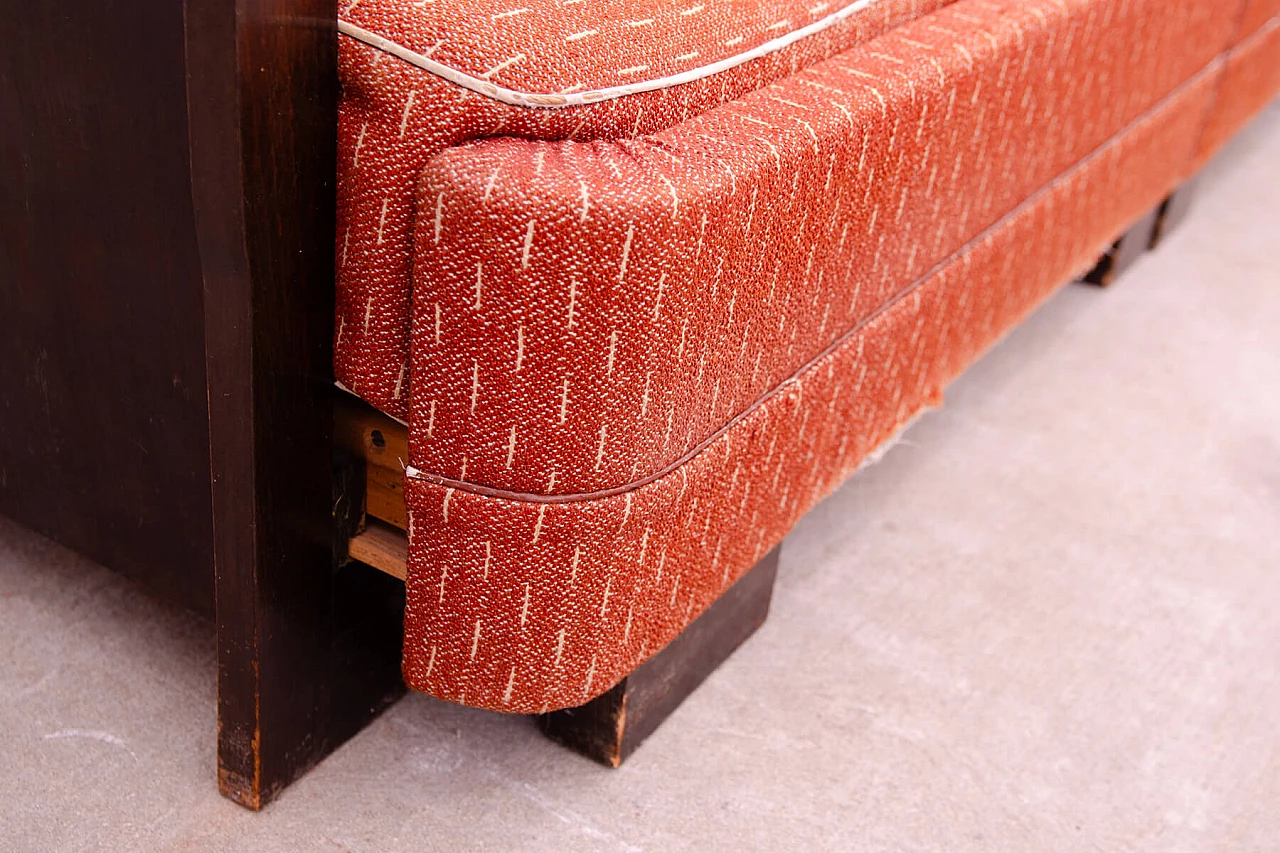Divano letto pieghevole Art Deco in faggio tinto, anni '40 11