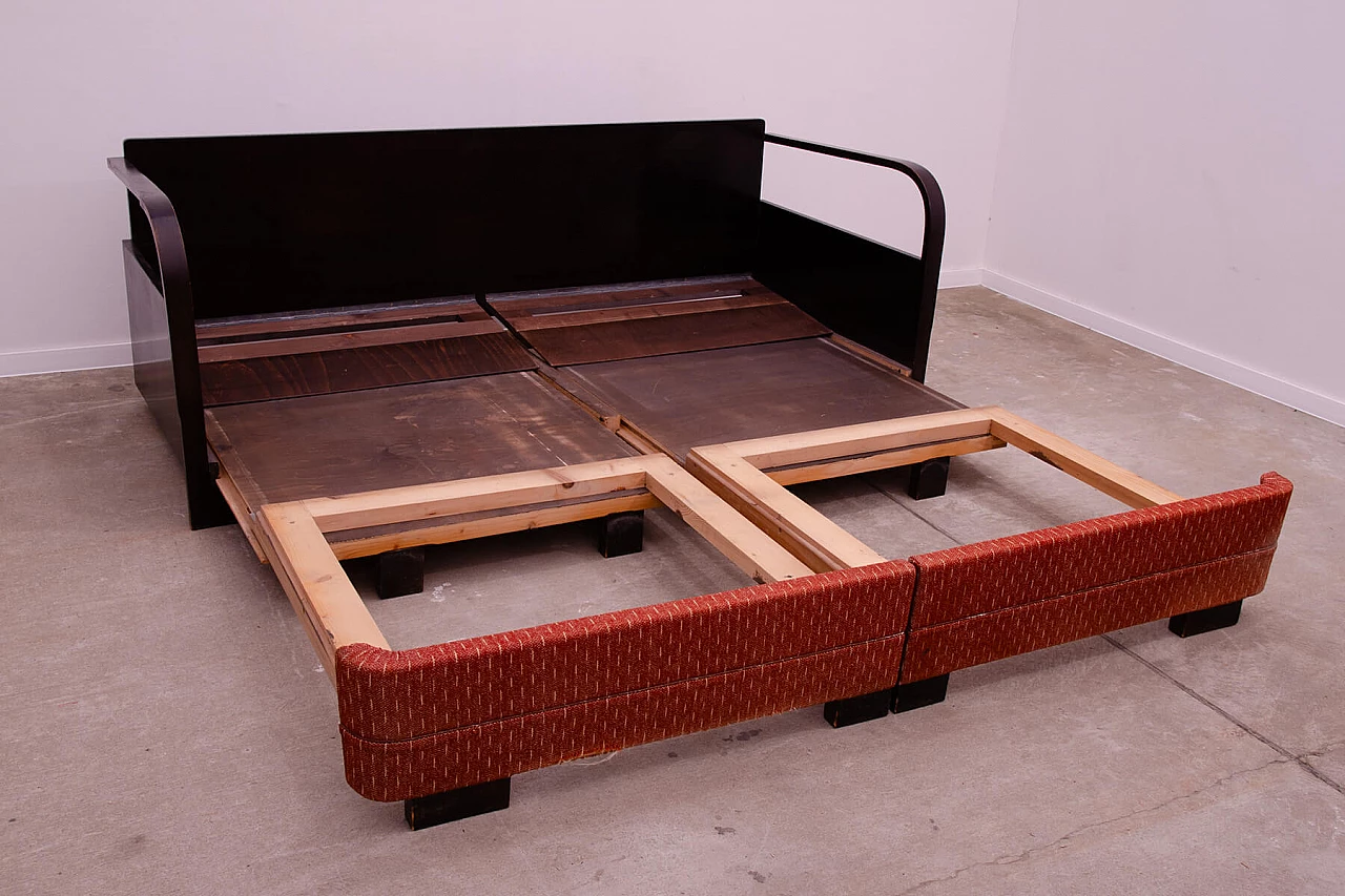 Divano letto pieghevole Art Deco in faggio tinto, anni '40 17