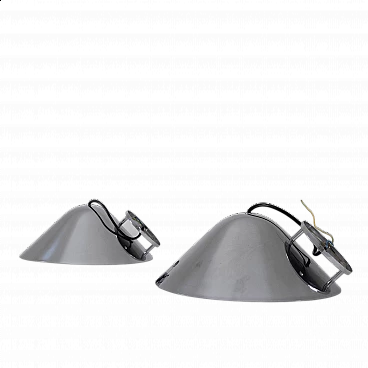 Coppia di lampade da parete in metallo cromato, anni '70