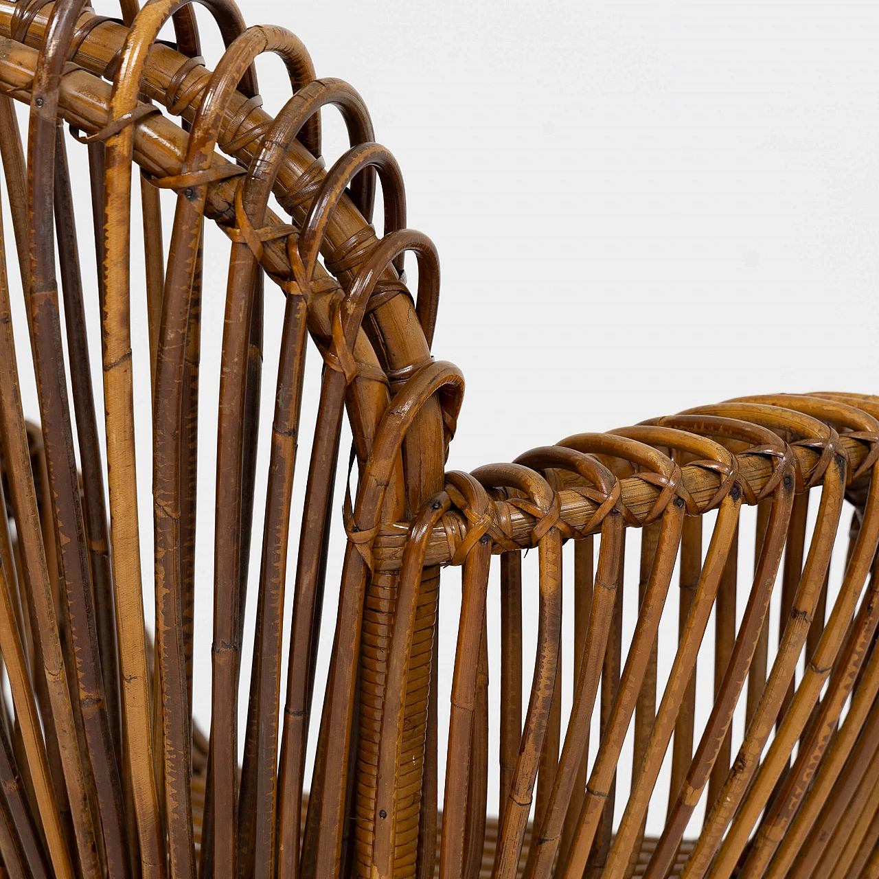 Bamboo and wicker armchair, 1950s 2