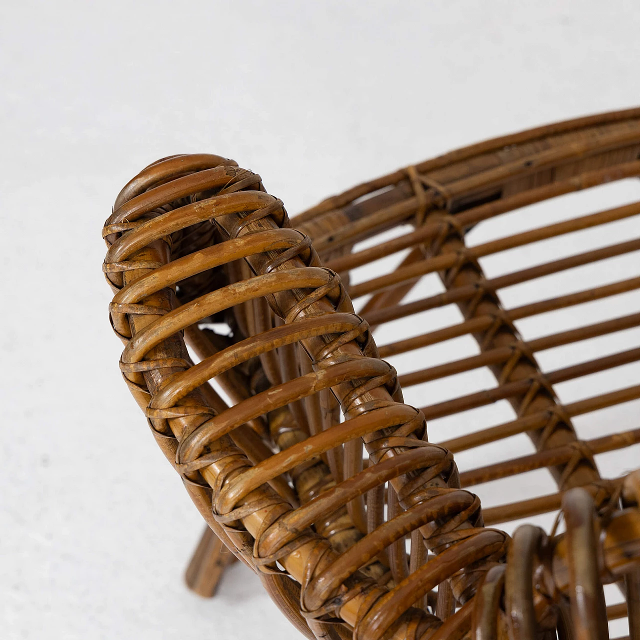 Bamboo and wicker armchair, 1950s 3