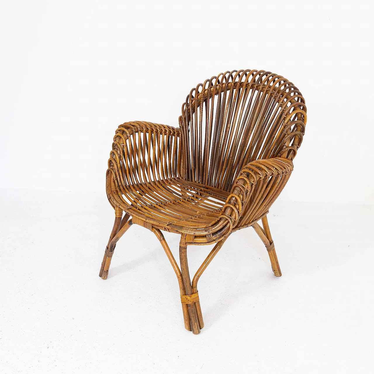 Bamboo and wicker armchair, 1950s 5