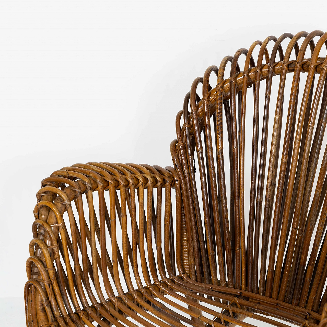 Bamboo and wicker armchair, 1950s 7