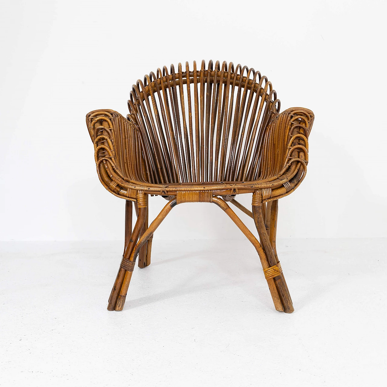 Bamboo and wicker armchair, 1950s 8