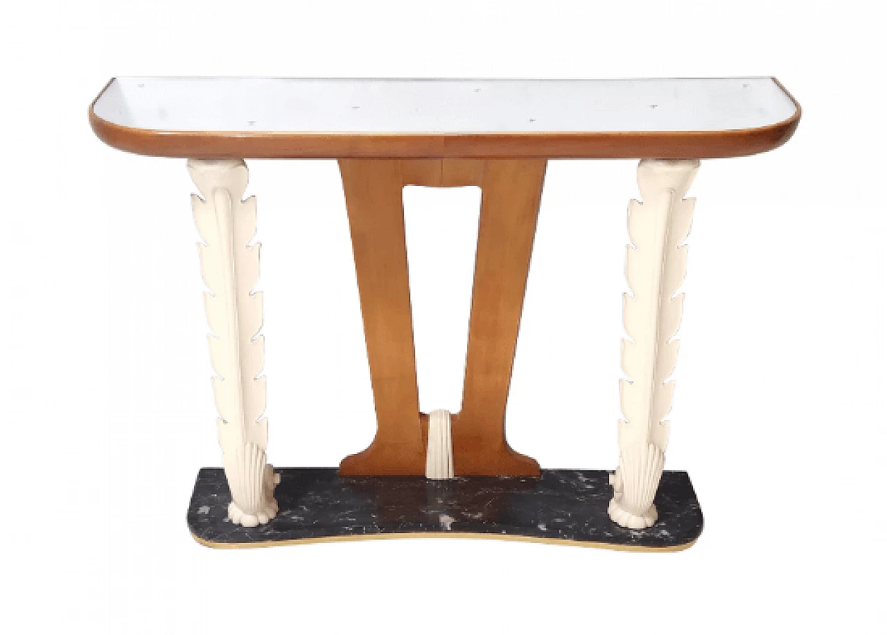 Wood console with mirrored top attributed to Osvaldo Borsani, 1940s 1