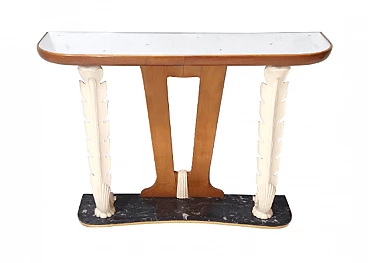Wood console with mirrored top attributed to Osvaldo Borsani, 1940s