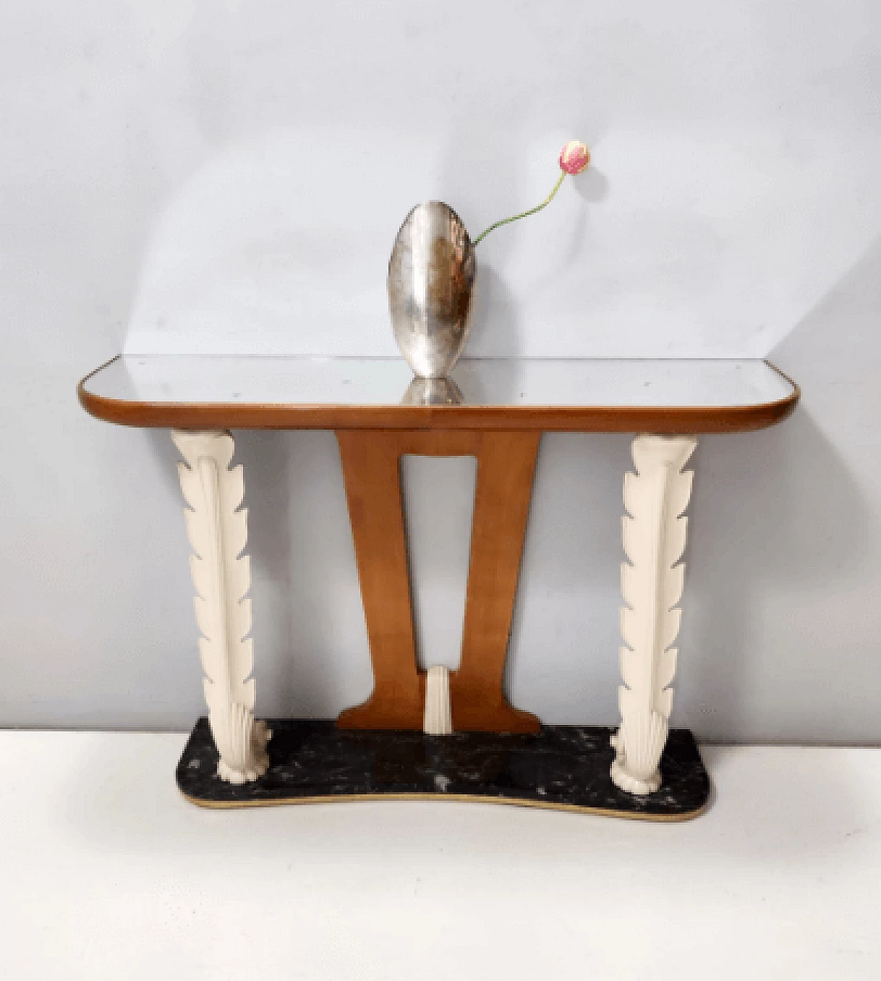 Wood console with mirrored top attributed to Osvaldo Borsani, 1940s 2