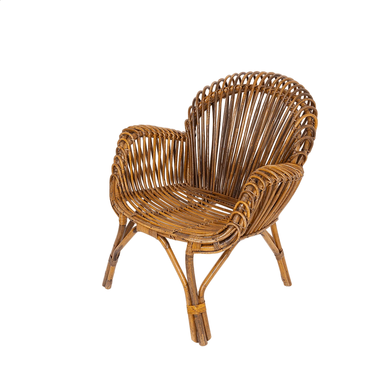 Bamboo and wicker armchair, 1950s 9