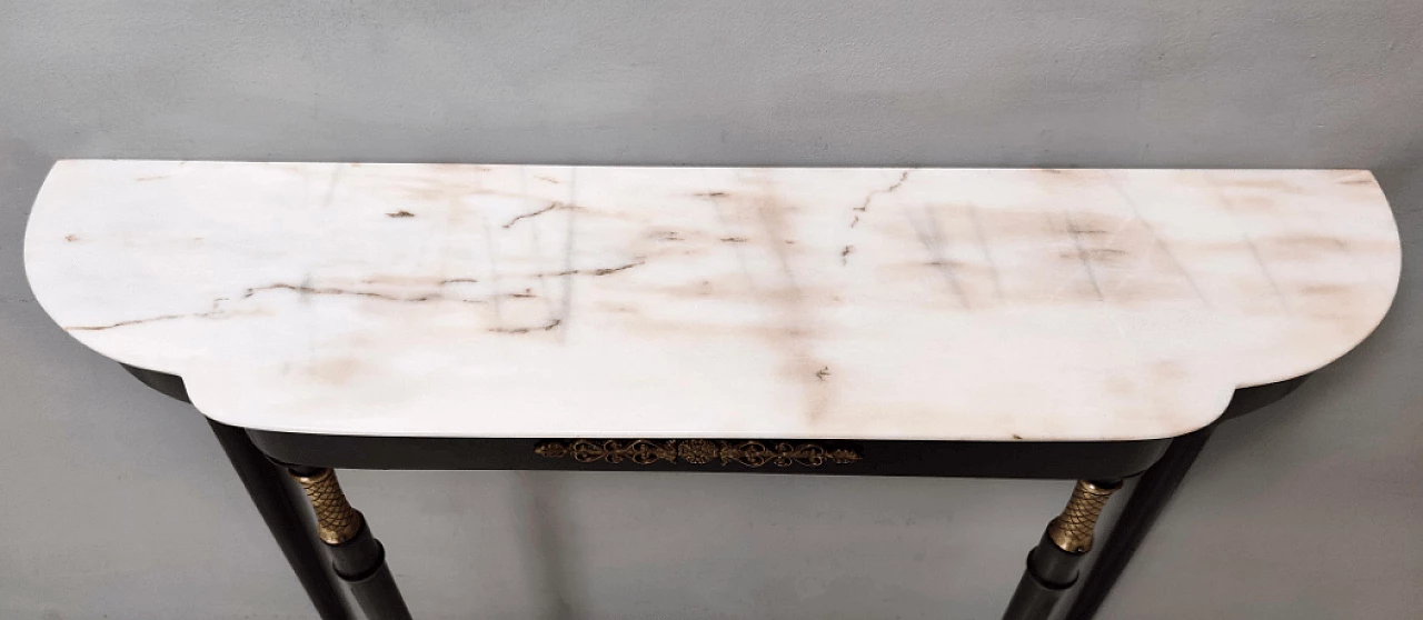 Black lacquered beech and Rosa Portogallo marble console, 1960s 7