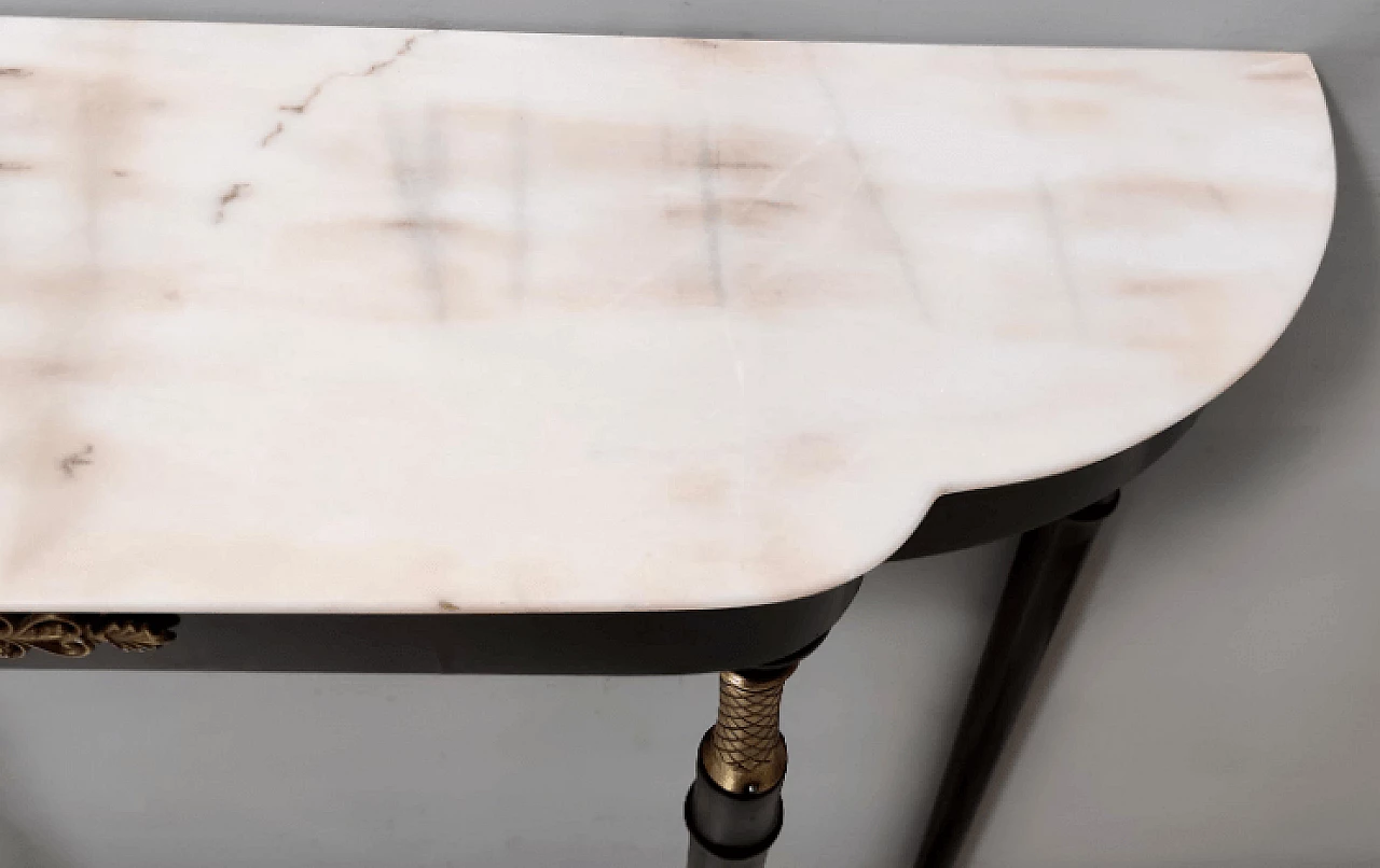 Black lacquered beech and Rosa Portogallo marble console, 1960s 10