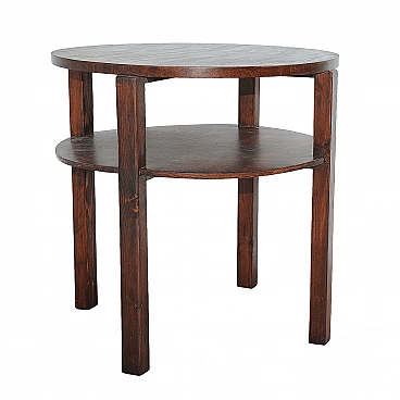 Tavolino da caffè rotondo in legno di pino, anni '70