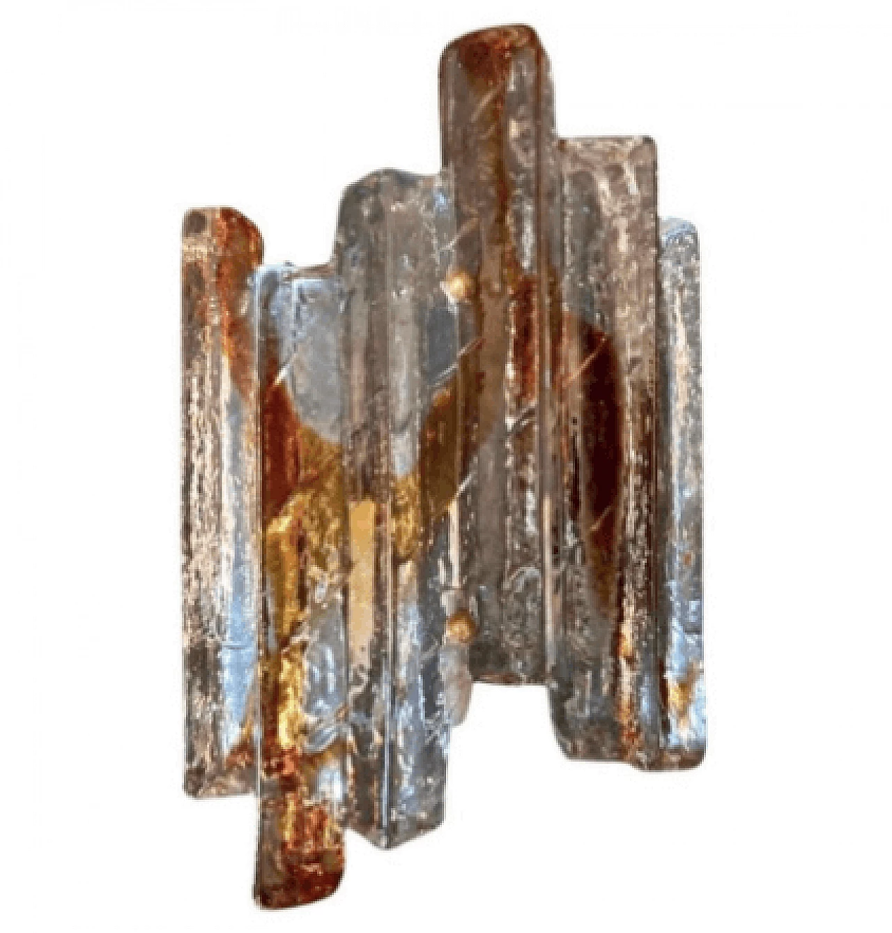 Transparent and amber Murano glass wall light by Mazzega, 1970s 1
