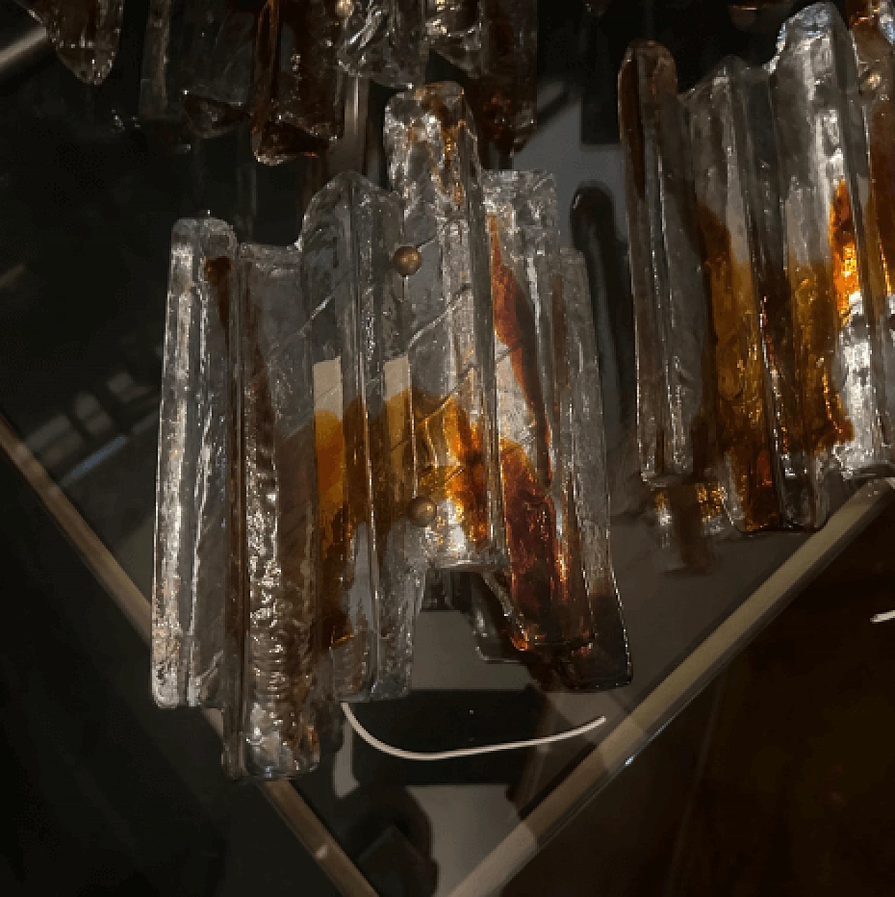 Transparent and amber Murano glass wall light by Mazzega, 1970s 4