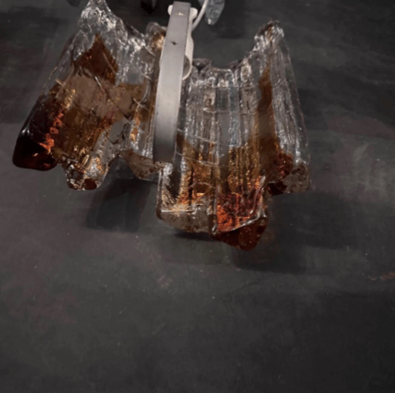 Transparent and amber Murano glass wall light by Mazzega, 1970s 8