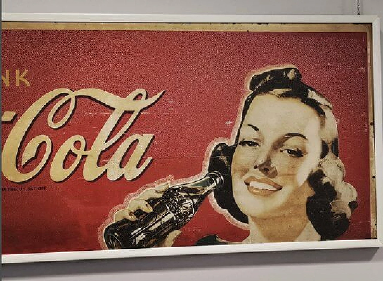 Insegna Coca Cola in masonite, anni '40 8