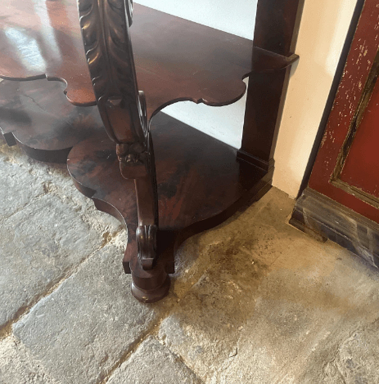 Consolle Luigi Filippo in mogano e marmo di Carrara, metà '800 5