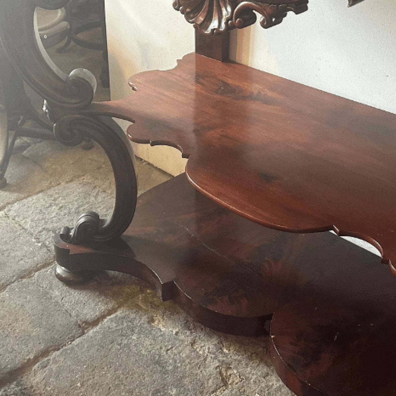 Consolle Luigi Filippo in mogano e marmo di Carrara, metà '800 6