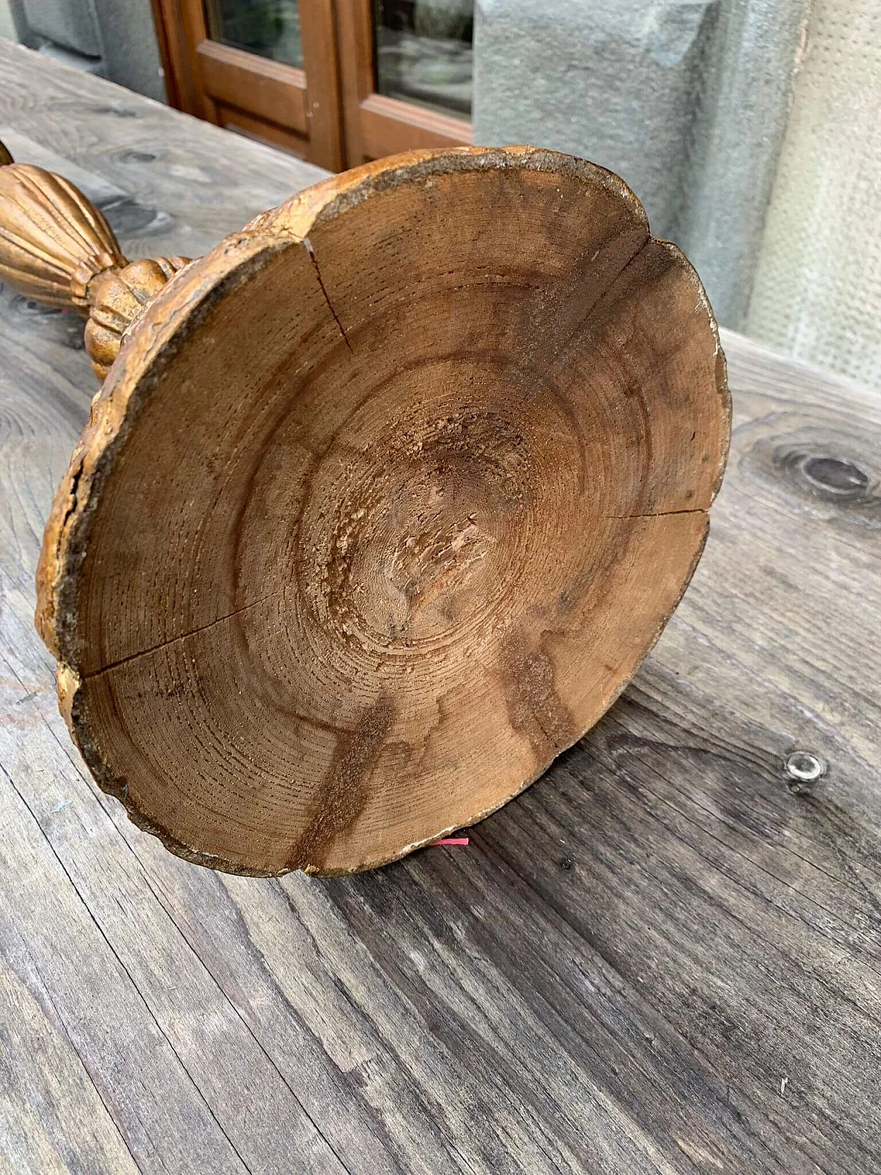 Candeliere in legno dorato, inizio '900 4