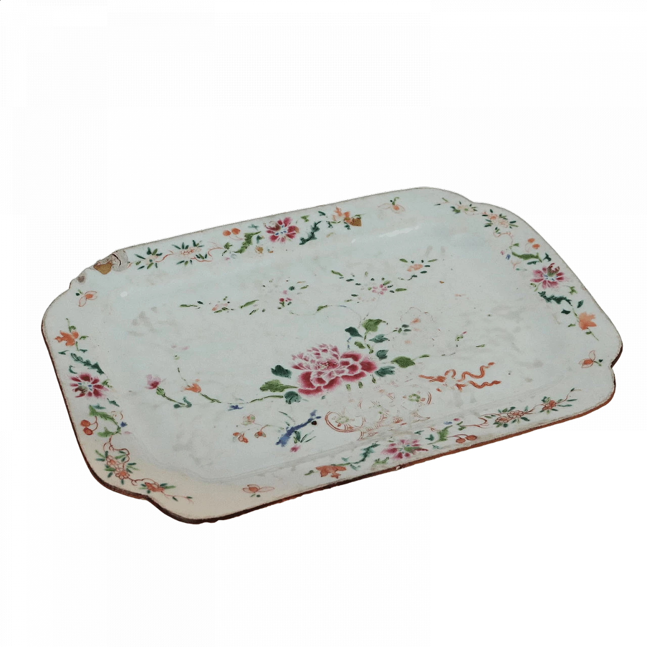Vassoio in porcellana cinese decorato con fiori, '700 7