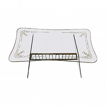 Glass and brass coffee table in the style of Fontana Arte, 1950s