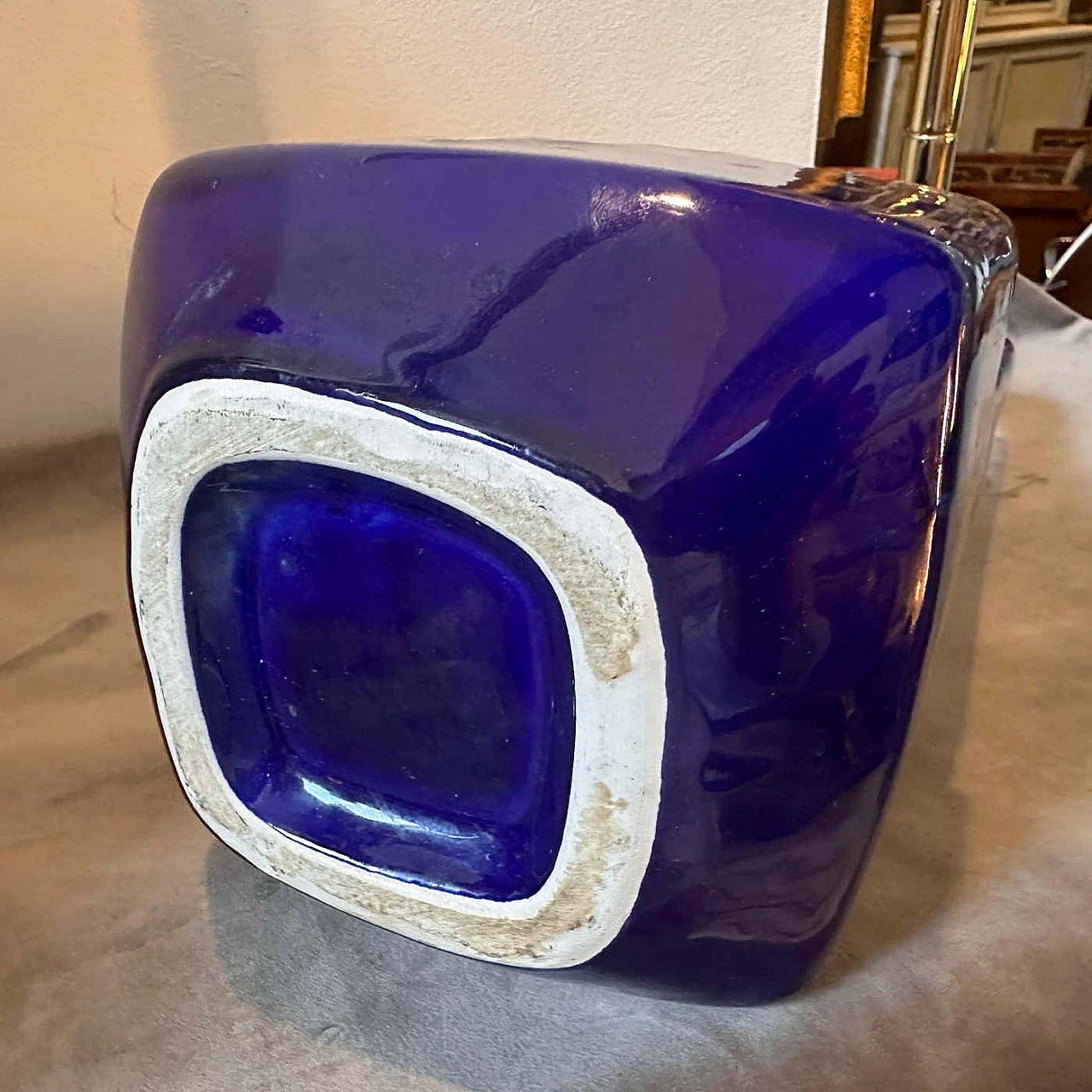 Brocca in ceramica blu di Bertoncello, anni '70 4