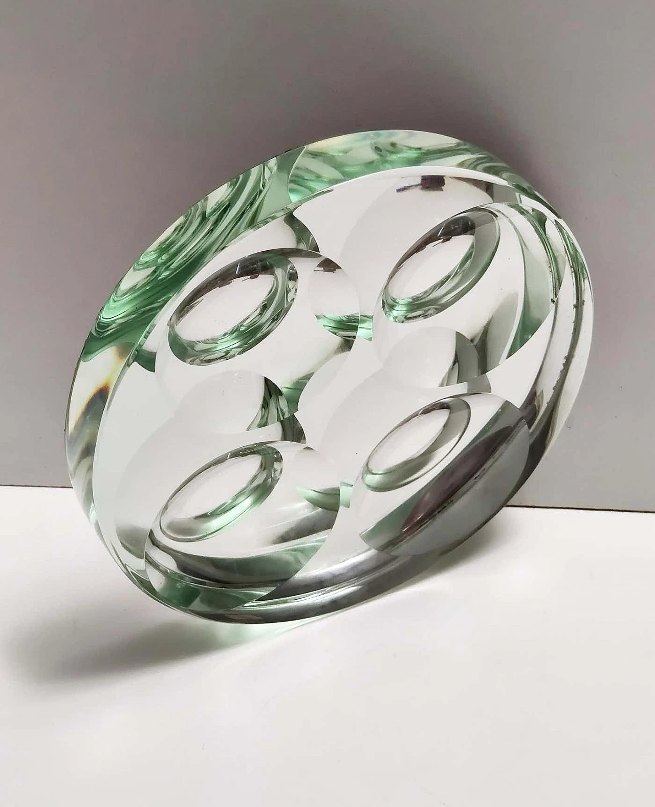 Nile green frosted glass ashtray by Max Ingrand for Fontana Arte, 1950s 1
