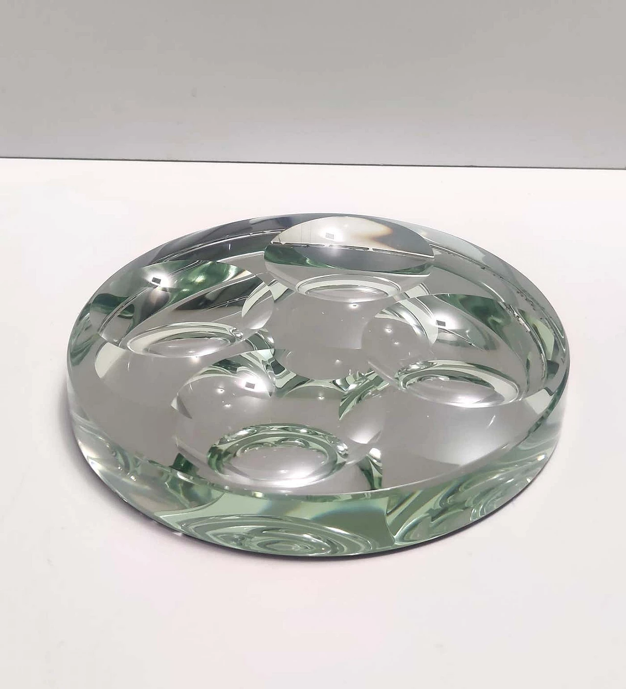 Nile green frosted glass ashtray by Max Ingrand for Fontana Arte, 1950s 8