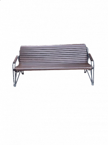 Solid wood and galvanized iron bench