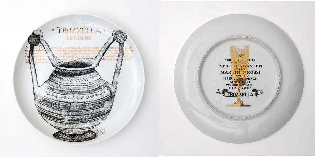 12 Decorative porcelain plates by Piero Fornasetti for Martini & Rossi, 1960s 12
