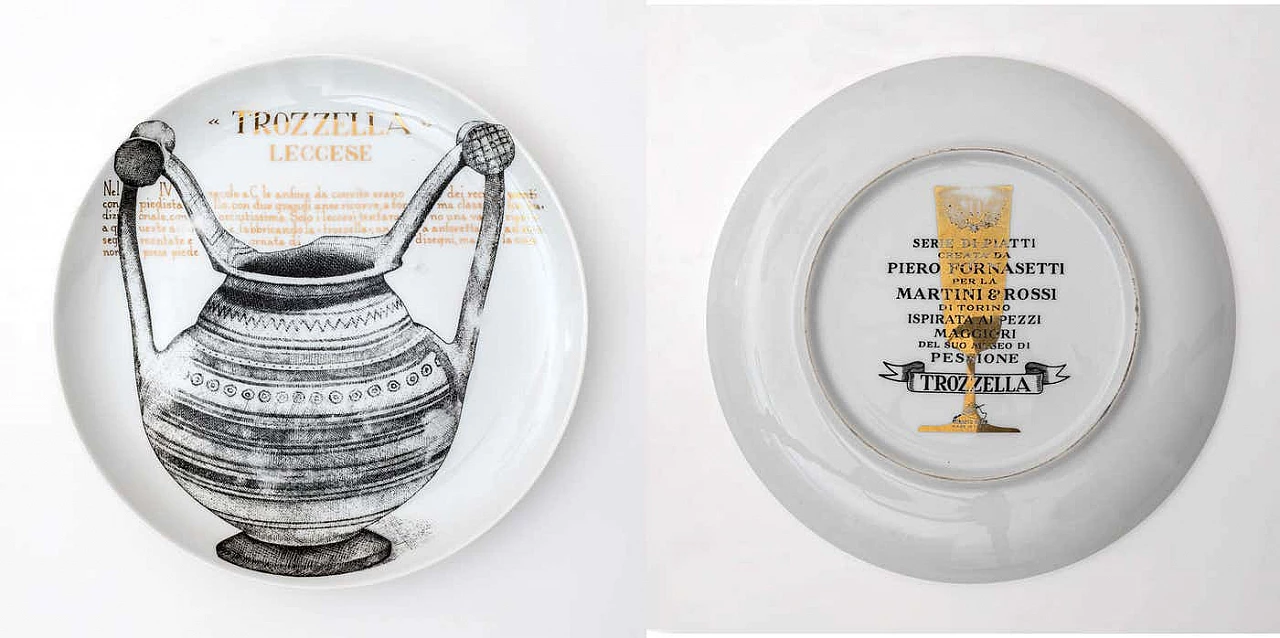 12 Piatti decorativi in porcellana di Piero Fornasetti per Martini & Rossi, anni '60 12